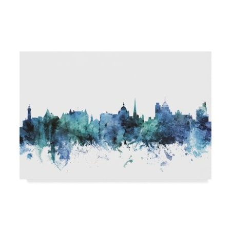 Michael Tompsett 'Victoria Canada Blue Teal Skyline' Canvas Art,12x19